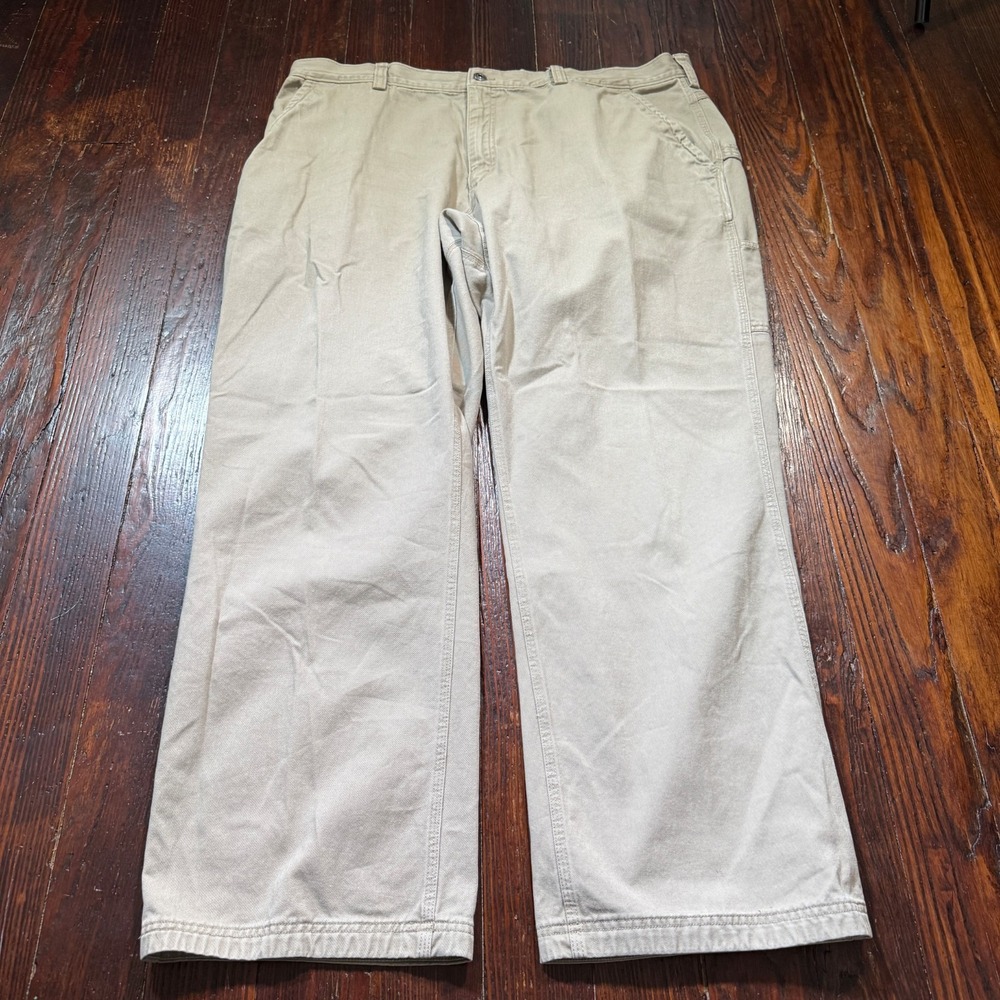 Duluth Trading Carpenter Pants Mens 42x32 Beige Relaxed Fit Everyday Twill